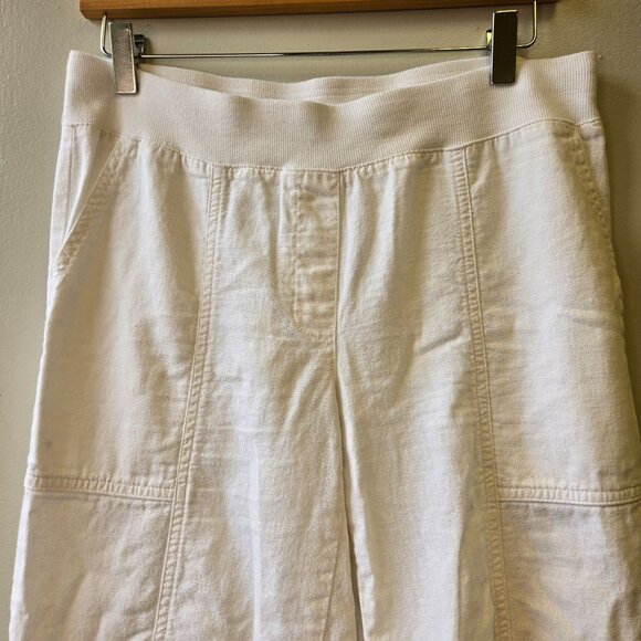 Valerie Stevens Womens White Linen Blend Pull-On Wide Leg Pants 8P - Picture 2 of 9